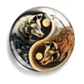 Yin Yang wolf glass cabochon fridge magnet patch DIY craft accessories decor new 1pc - Style 4 (Double Wolf) / 6x6x0.3cm