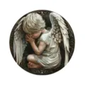 Round angel door sign hanging ornament retro wall decor vintage metal plaque home decoration - 10