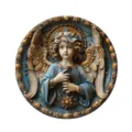 Vintage round angel wall plaque relief holy maiden home decor door hanging artwork sign - 11