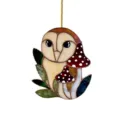 Stained glass style barn owl mushroom hanging ornament for car interior home decor cute design - 6