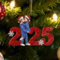 Custom 2025 Couple Christmas Acrylic Ornament Tree Hanging Pendant Holiday Home Decor - Long Side 8cm / Style 21