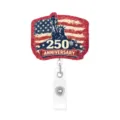 USA 250th Jubiläum Ausweishalter mit Freiheitsstatue Design einziehbarer Jojo Badge. - Stil 7 / 6cm Ausweishalter
