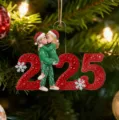 2025 Couple Acrylic Christmas Ornament Pendant for Car Rearview Mirror and Home Decor - Long Side 8cm / Style 20