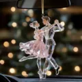 Ornement suspendu de voiture de couple de danseuse de ballet, pendentif rose de princesse - 8cm / Style 2
