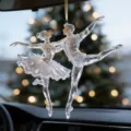 Pendentif de voiture danseurs de ballet transparent, décor de couple acrylique élégant. - 8cm / Style 4