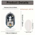 Detailed view of the 2D flat acrylic castle ornament with precise dimension measurements. - Style 2