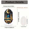 2D flat acrylic Ramadan decoration with mosque design, clear size details for festive display. - Style 3