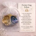 Detailed view of the Libra pocket hug token with starry design in a cute gift pouch. - Libra