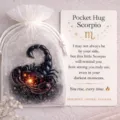 Scorpio pocket hug token with sheer pouch and inspirational message card gift for astrology lovers. - Scorpio