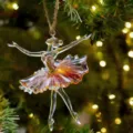 Ornement de ballerine en verre transparent, pendentif sapin de Noël tutu rose, déco élégante. - 8cm / Style 9