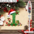 Christmas 2D Acrylic Letter I Hanging Ornament Flat Holiday Tree Party Decor Gift - I