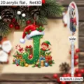 2D Acrylic Christmas Letter J Hanging Ornament Santa Elf Xmas Tree Holiday Party Decor - J