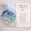Galaxy Pisces acrylic pocket hug charm gift set with sheer mesh bag and greeting card. - Pisces