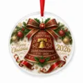 US 250th Anniversary acrylic Christmas ornament, round holiday hanging decor for car and tree. - Style 9