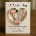 Hairstylist pocket hug gift card with miniature hair styling tools resin heart decor. - Card 7x9cm Heart 5cm
