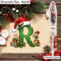 2D Acrylic Christmas Letter R Ornament Flat Hanging Pendant Holiday Party Decor Gift - R