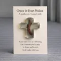 Pocket cross detail view, inspirational blessing card design, religious gift item. - Sheep Pocket Card / Card 7x9cm