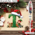 2D Acrylic Christmas Letter T Ornament Holiday Tree Hanging Decoration Xmas Gift Party Decor - T
