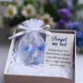 Souvenir ange en resine myosotis avec boite cadeau de fleurs pressees decoration interieure - 7x6.5x0.3cm / Style 2 (Avec Carte et Sac)