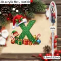 2D acrylic Christmas letter X hanging ornament festive party decoration gift pendant tree decor - X