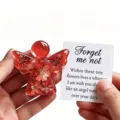 Bel ornement commémoratif ange en résine avec fleurs séchées rouges et carte de vœux - 7x6.5x0.3cm / Style 3 (Sans Carte)