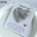 Cuore in acrilico abbraccio tascabile gettone piatto ricordo regalo emotivo ispiratore - Tema Farfalla (13)