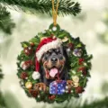 Christmas Rottweiler dog acrylic wreath pendant detail shot, festive tree hanging ornament. - Style 16