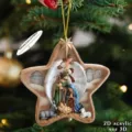 Acrylic 2D flat Nativity scene Christmas tree hanging ornament festive party decor - 8x8x0.3cm / Colorful
