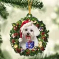 Christmas acrylic dog wreath hanging ornament cute holiday tree decoration gift pendant - Style 18