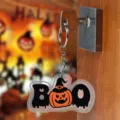 Halloween acrylic keychain close-up detail, cute pumpkin witch hat BOO design pendant. - 5.50cm / JH1 Style