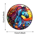 Colorful Stained Glass Horse Suncatcher Window Hanging Round Wall Decor 15cm 5.9inch - 24