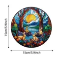 Stained glass style rabbit suncatcher window hanging circular acrylic wall decor 15cm new - 27