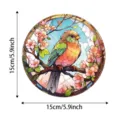 Detailed view of the stained glass bird suncatcher pendant, showing 15cm dimensions clearly. - 30