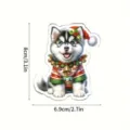 Noël mignon chiot husky acrylique plat suspendu ornement pendentif de voiture porte-clés - Style Husky / 8cm