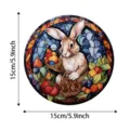 Stained glass rabbit suncatcher window hanging wall art home decor 15cm round rabbit pendant - 33