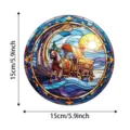 Round stained glass horse carriage window suncatcher hanging ornament home decor 15cm - 31