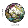 Tree of Life Stained Glass Suncatcher Window Hanging Round Wall Pendant 15cm Decor - 35