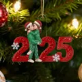 Couple 2025 Christmas Acrylic Hanging Ornament Festive Car Rearview Mirror Pendant Decor - Long Side 8cm / Style 15