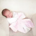 Newborn baby swaddle blanket with large pink bow sash, soft cotton infant wrap. - 184*14cm / Light Pink