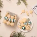 Flocked Christmas ball set with candy shaped hanging ornaments, festive holiday tree decor. - 6cm (Set) / Milky White [Style B]