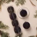 Extra large navy blue flocked Christmas ball set with gold glitter grid pattern for tree decor - 12cm Grid Ball (4pcs/Box) / Midnight Blue