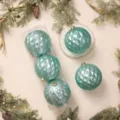 Bolas de Navidad geométricas turquesas con purpurina y tapa dorada para decoración festiva. - 15cm 3 Piezas / Verde esmeralda