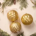 Set de bolas de Navidad doradas con purpurina facetadas, adornos geométricos brillantes SKU. - 20cm 2 Piezas / Dorado