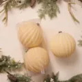 Set di grandi palline di Natale floccate con scatola, ornamenti champagne per albero. - Palla Zucca 20cm (2pz/Scatola) / Bianco Latte