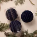 Grande pallina di Natale floccata blu scuro set di palline in velluto per decorazione albero - Palla Zucca 20cm (2pz/Scatola) / Blu Notte