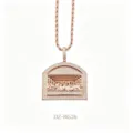 Vue détaillée du pendentif collier hip-hop pour homme en or rose avec la Cène relief. - Pendentif Chaîne Torsadée / Or rose