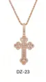 Collier croix hip hop or rose homme chaîne en acier inoxydable pendentif bijoux DZ23 - Base Or Rose Strass Blanc avec Chaîne Corde (3x24 Pouces)