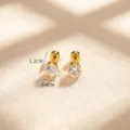 Boucles d'oreilles clous en acier titane et zircone fermoir vis bijou minimaliste 1 paire - Strass doré