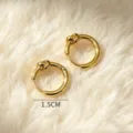 Gold knot hoop earrings stainless steel metal minimalist daily jewelry 1.5cm detail view - 9#