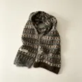 Fair Isle patterned knitted scarf for women and men, cozy autumn winter warm vintage neck warmer. - 21x150cm / Light Gray